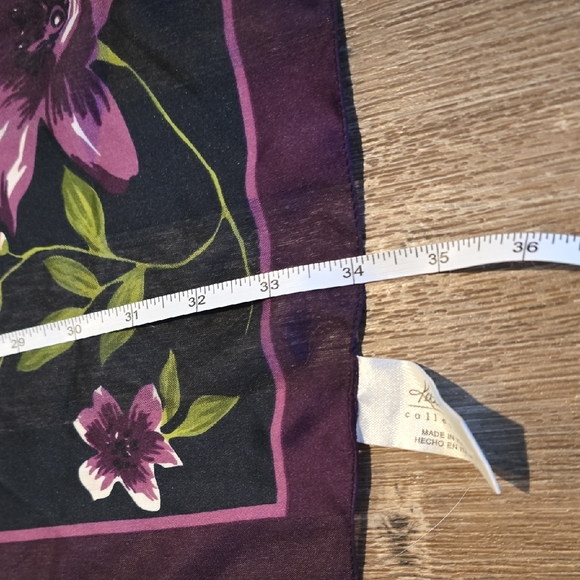 Vintage Kathie Lee Scarf with Purple and Pink Floral Design - Picture 5 of 7